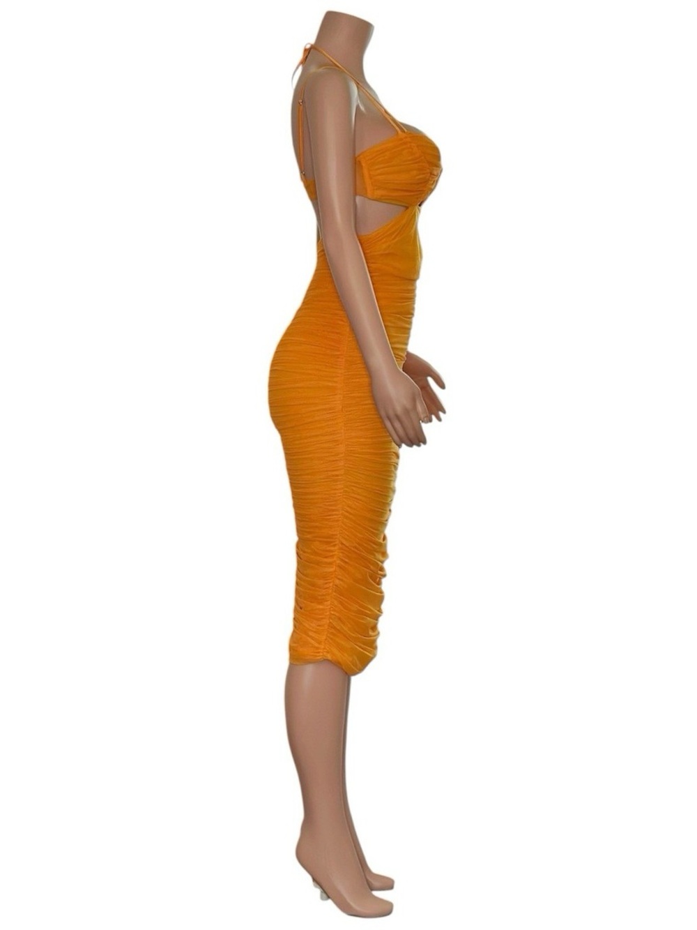 HOUSE OF CB Tibi Cutout Ruched Midi Dress, Tangerine, Medium - Picture 6 of 9